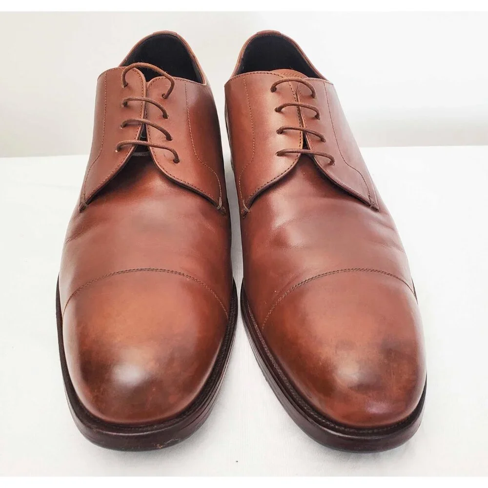 PRADA Men's Brown Leather Cap Toe Derby Dress Shoes 11